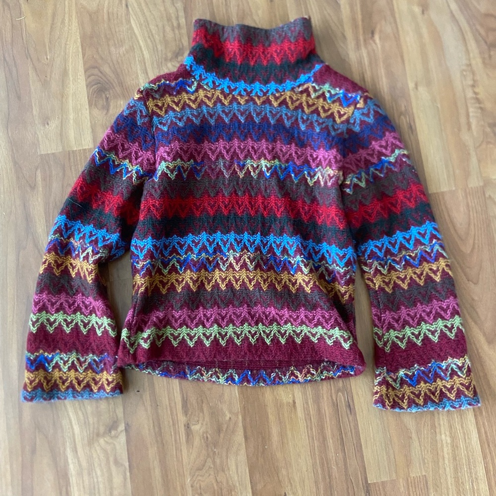 Anthropology red striped turtle neck